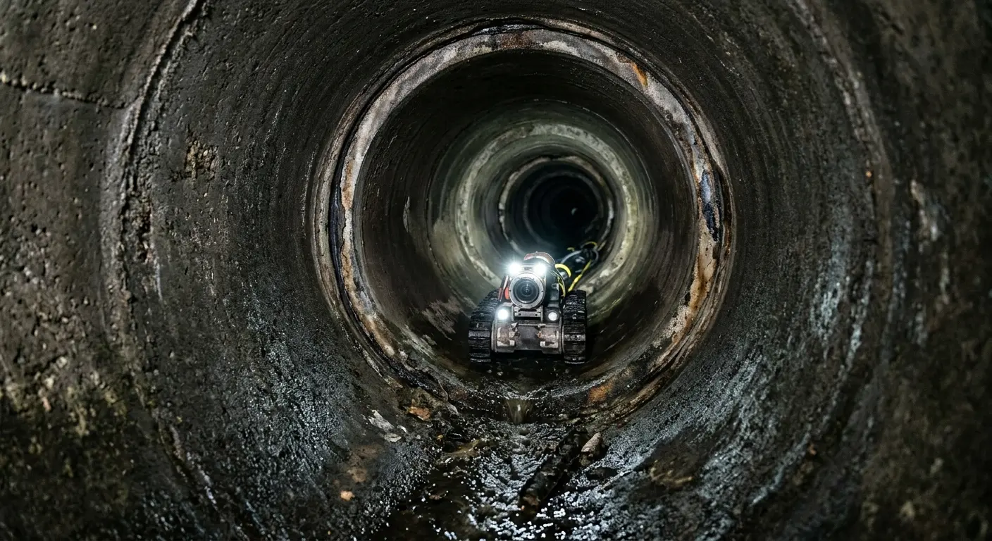 Robotic sewer camera inspecting pipe interior for Sewer Line Cleaning in Nibley